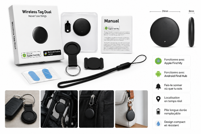 Mini-trackeur GPS Wireless Tag Dual