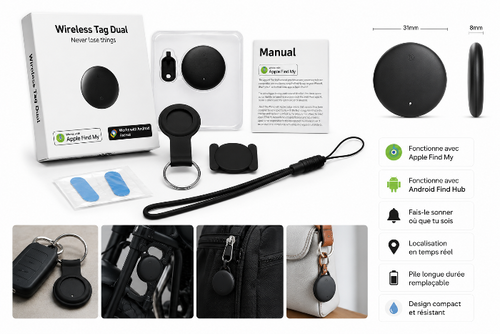 Mini-trackeur GPS Wireless Tag Dual
